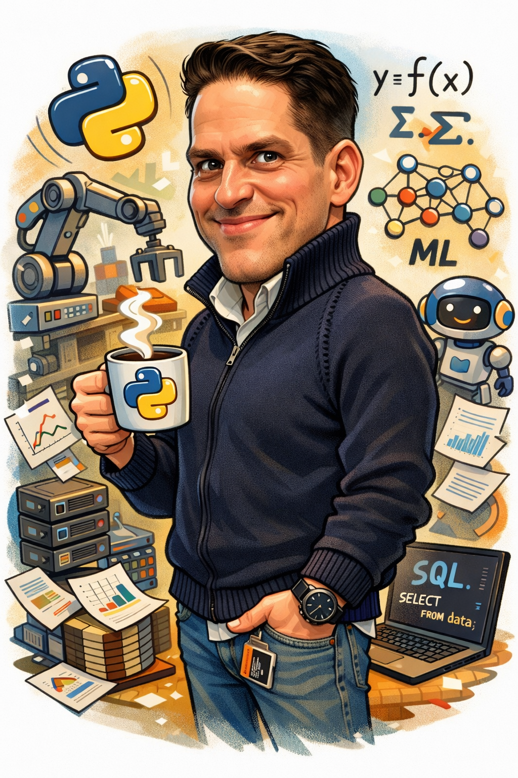 Red parrot doing Data Science work